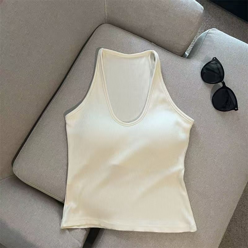 Hanging Neck Pure Want Beauty Back Solid Color Wrapped Chest Tube Top Bottoming Inner Fixed Cup