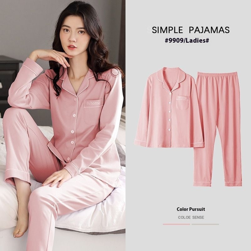 Pure Cotton New Long Sleeve Solid Color Thin Section Can Be Outerwear Homewear Suit