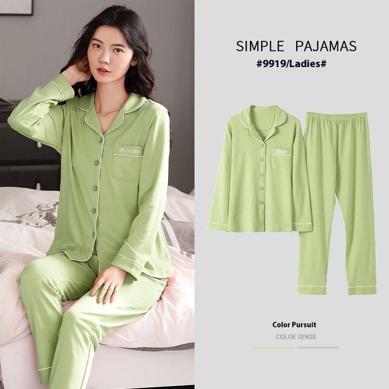 Pure Cotton New Long Sleeve Solid Color Thin Section Can Be Outerwear Homewear Suit