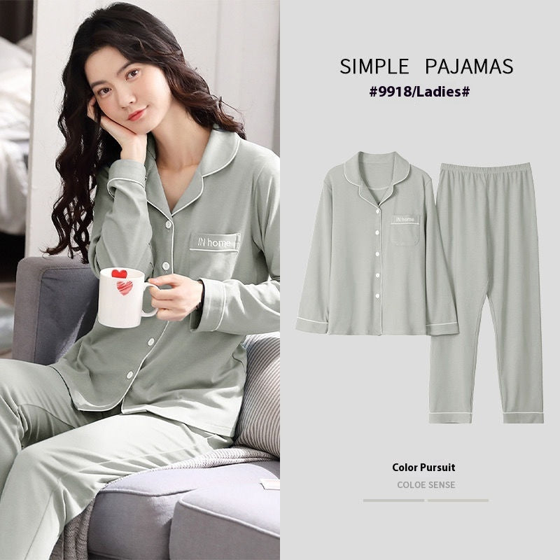 Pure Cotton New Long Sleeve Solid Color Thin Section Can Be Outerwear Homewear Suit