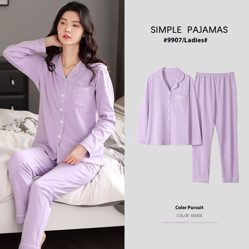 Pure Cotton New Long Sleeve Solid Color Thin Section Can Be Outerwear Homewear Suit