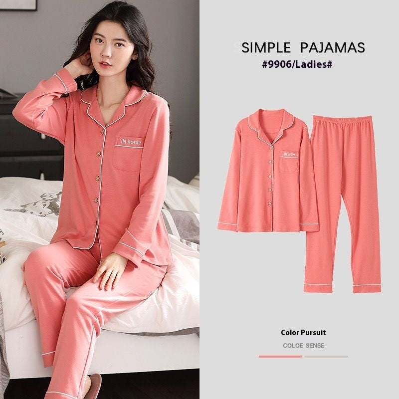 Pure Cotton New Long Sleeve Solid Color Thin Section Can Be Outerwear Homewear Suit