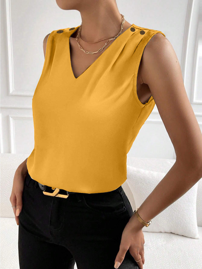 Women's Fashionable Simple Silk High Elastic Solid Color Vest
