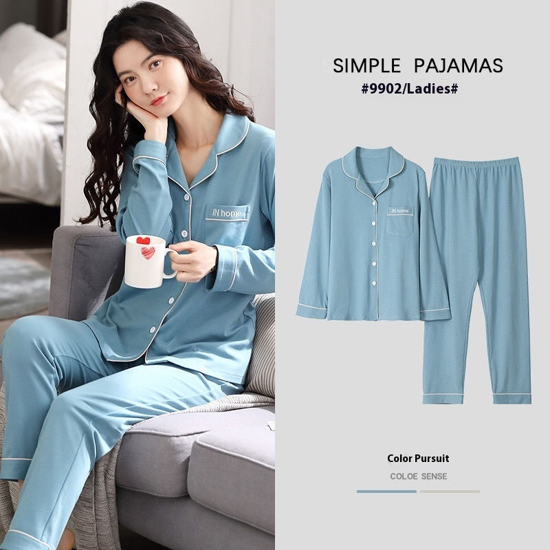 Pure Cotton New Long Sleeve Solid Color Thin Section Can Be Outerwear Homewear Suit