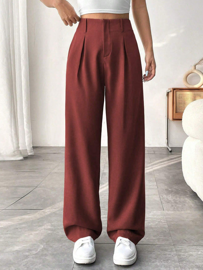 Autumn And Winter High Waist All-matching Wide Leg Leisure Suit Pants For Women