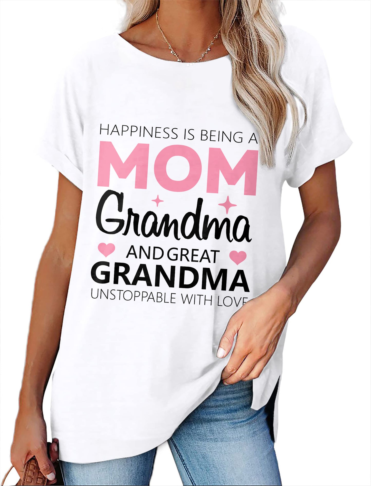 Women's Minimalist Printed Casual Round Neck Short Sleeved Shirt