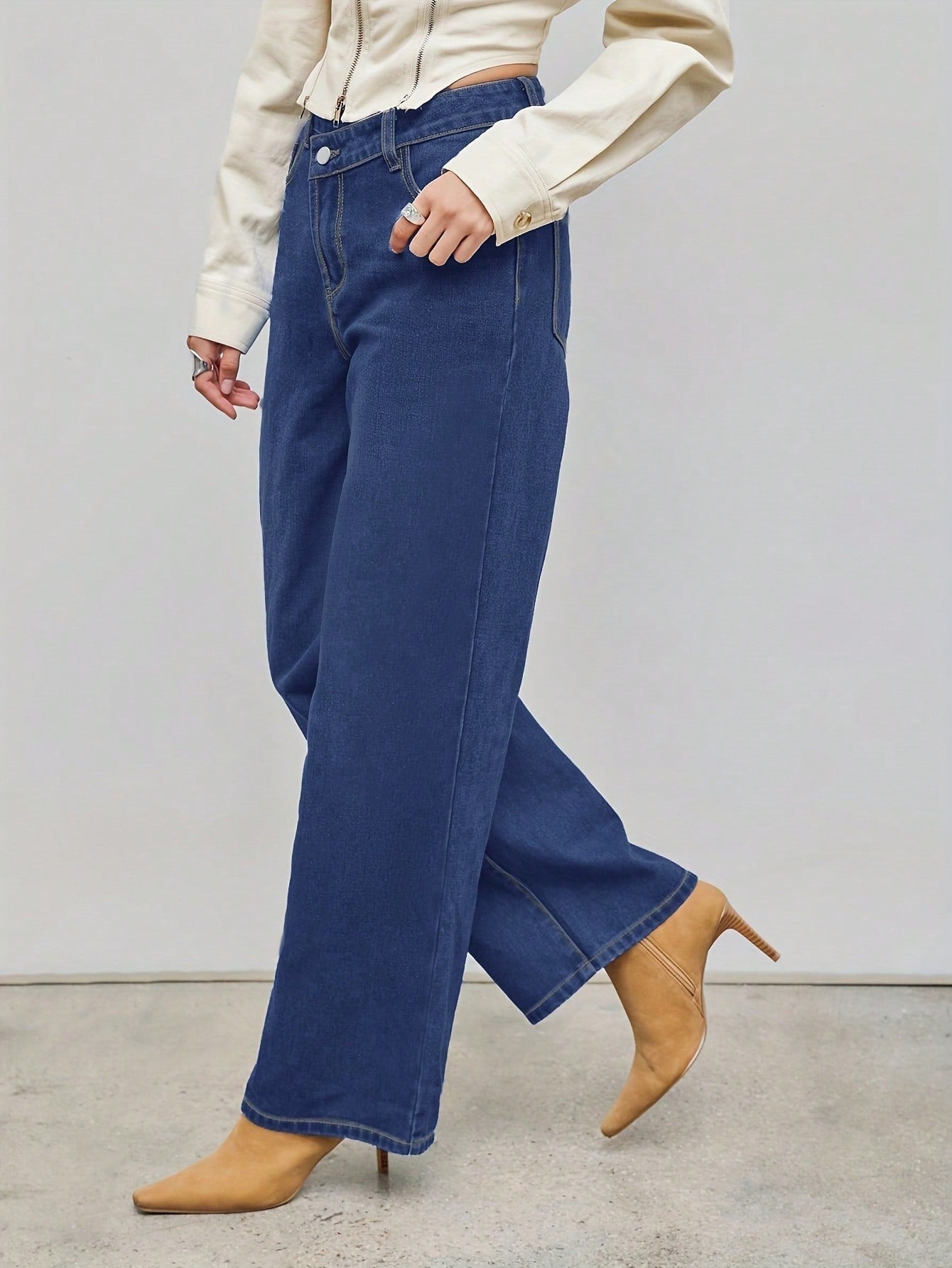 Autumn Leisure Straight Loose Diagonal Jeans