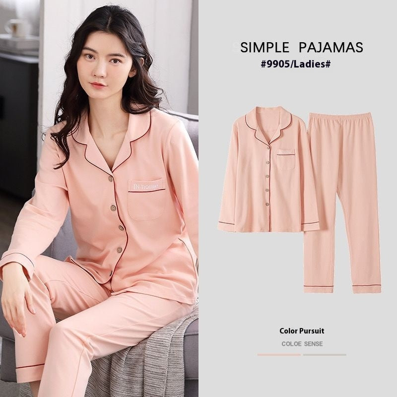Pure Cotton New Long Sleeve Solid Color Thin Section Can Be Outerwear Homewear Suit