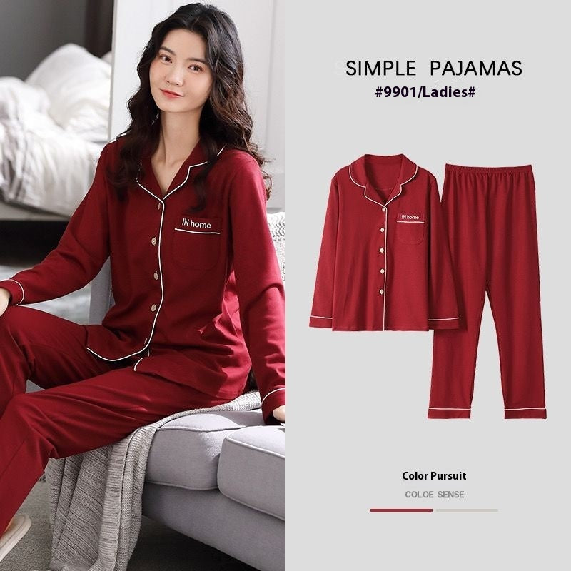 Pure Cotton New Long Sleeve Solid Color Thin Section Can Be Outerwear Homewear Suit